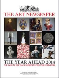 Cover of The Art Newspaper 2014, featuring artworks, exhibitions, and fairs worldwide.