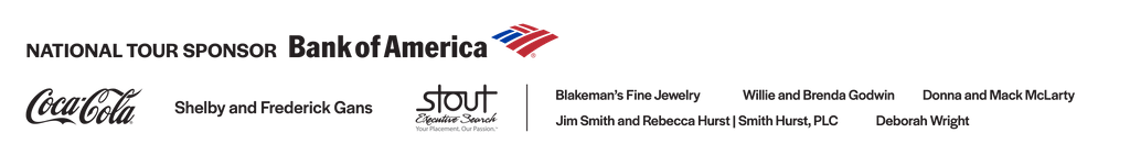 National tour sponsors include Bank of America, Coca-Cola, and various individuals.